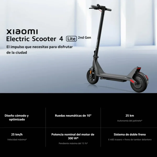 Xiaomi Patineta Scooter 4 Lite (2da Gen), Monopatín 25 Km/h - Imagen 2
